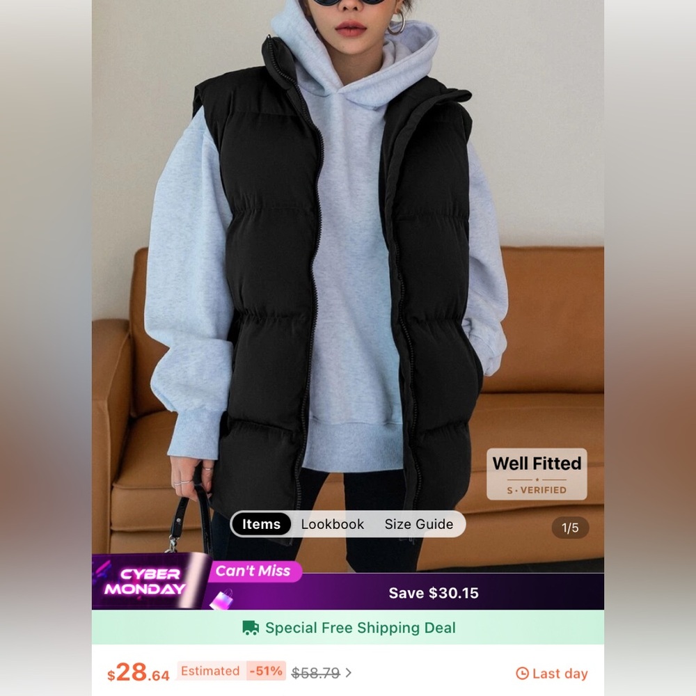 Dazy Black Puffer Vest